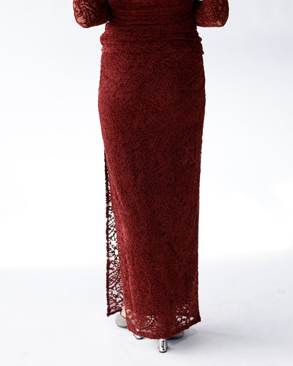 NIA SELENA LACE SKIRT X COCOA