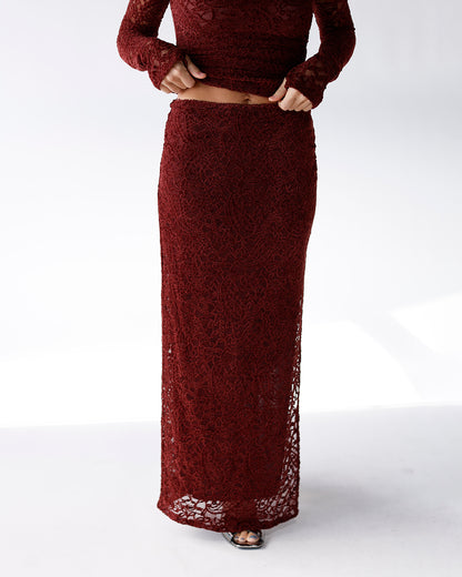 NIA SELENA LACE SKIRT X COCOA