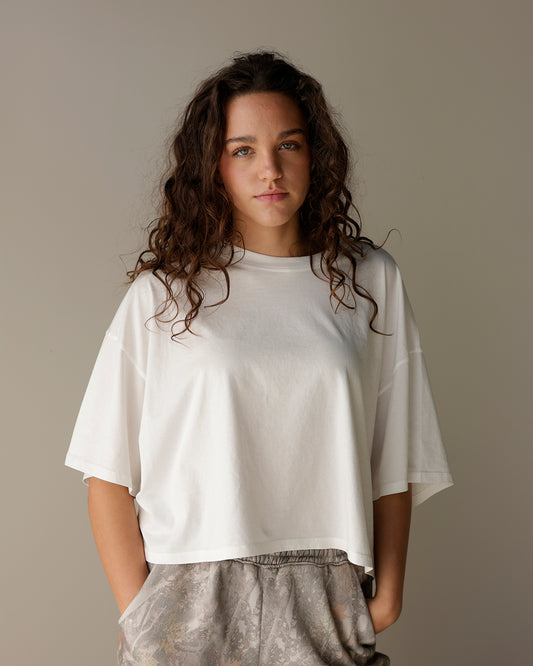 DAYDREAMER LA WHITE CROPPED VINTAGE TEE