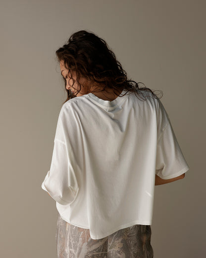 DAYDREAMER LA WHITE CROPPED VINTAGE TEE