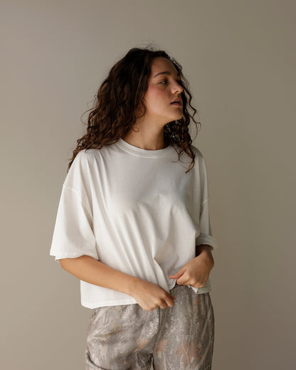 DAYDREAMER LA WHITE CROPPED VINTAGE TEE