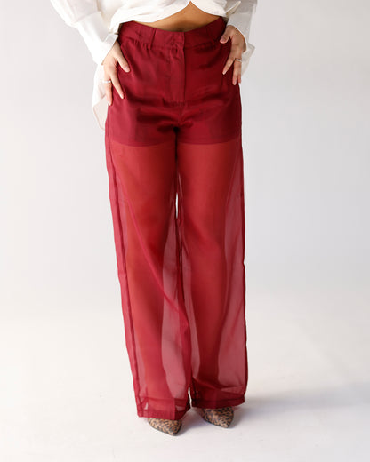 HOLIDAY MUSE BURGUNDY ORGANZA TROUSER