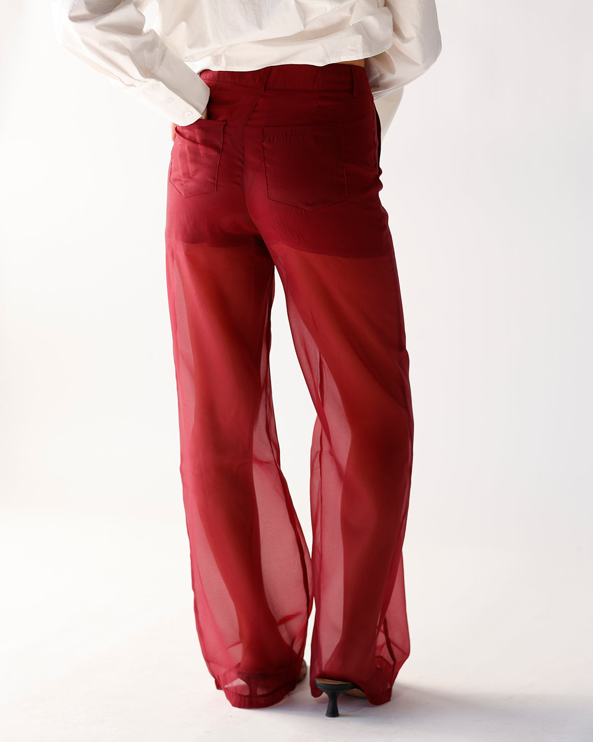 HOLIDAY MUSE BURGUNDY ORGANZA TROUSER
