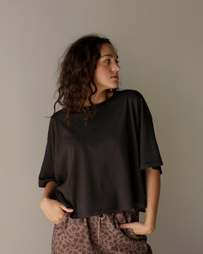 DAYDREAMER LA BLACK CROPPED VINTAGE TEE