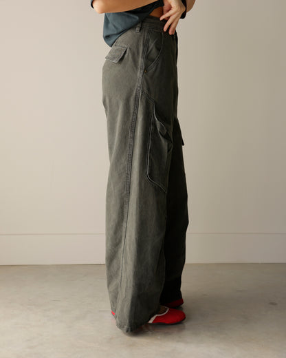 UTOPIA WASHED CHARCOAL-OLIVE CARGO PANT
