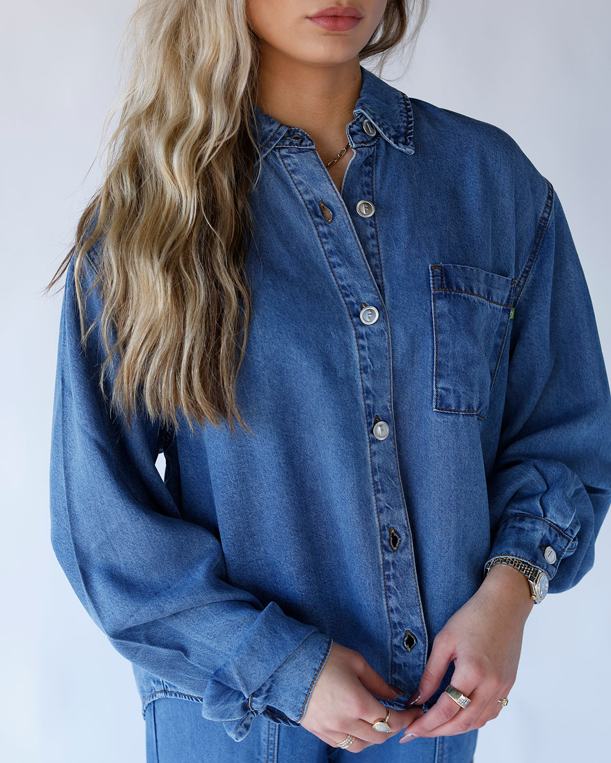 FRNCH MELISSE DENIM BLUE SHIRT