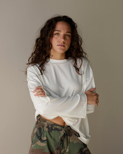 WHAT DREAMS ARE MADE OF LONG SLEEVE WHITE TOP