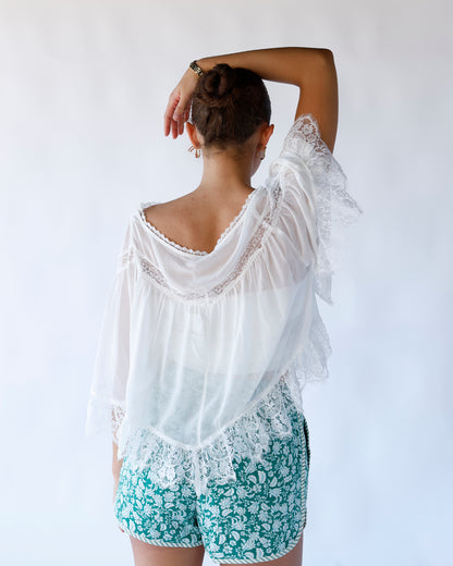 FREE PEOPLE BALI MIDNIGHT RAIN LACE TRIM TOP