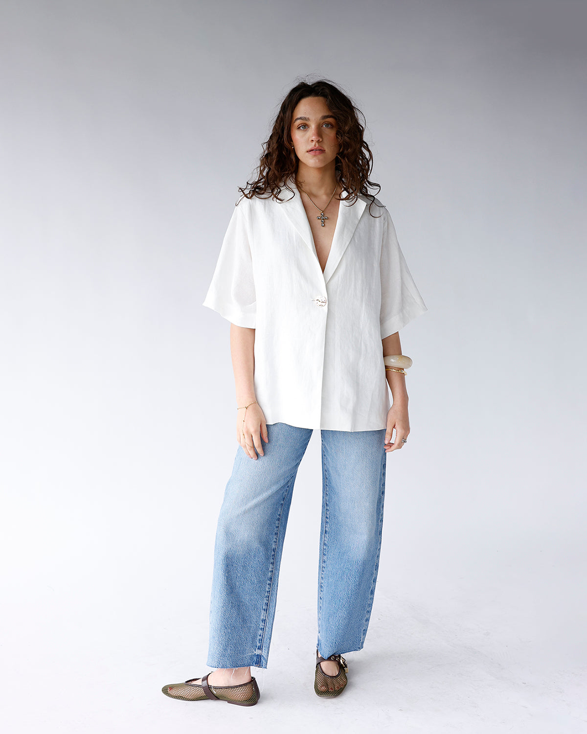 WHITE SANDS LINEN TOP