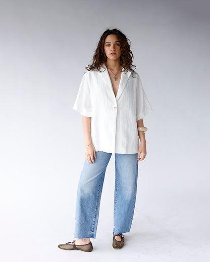 WHITE SANDS LINEN TOP