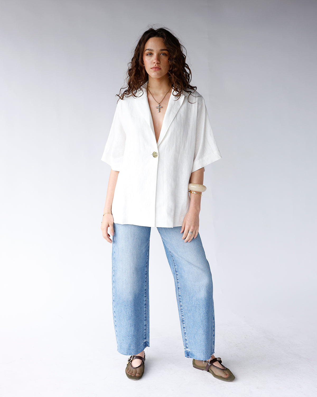 WHITE SANDS LINEN TOP
