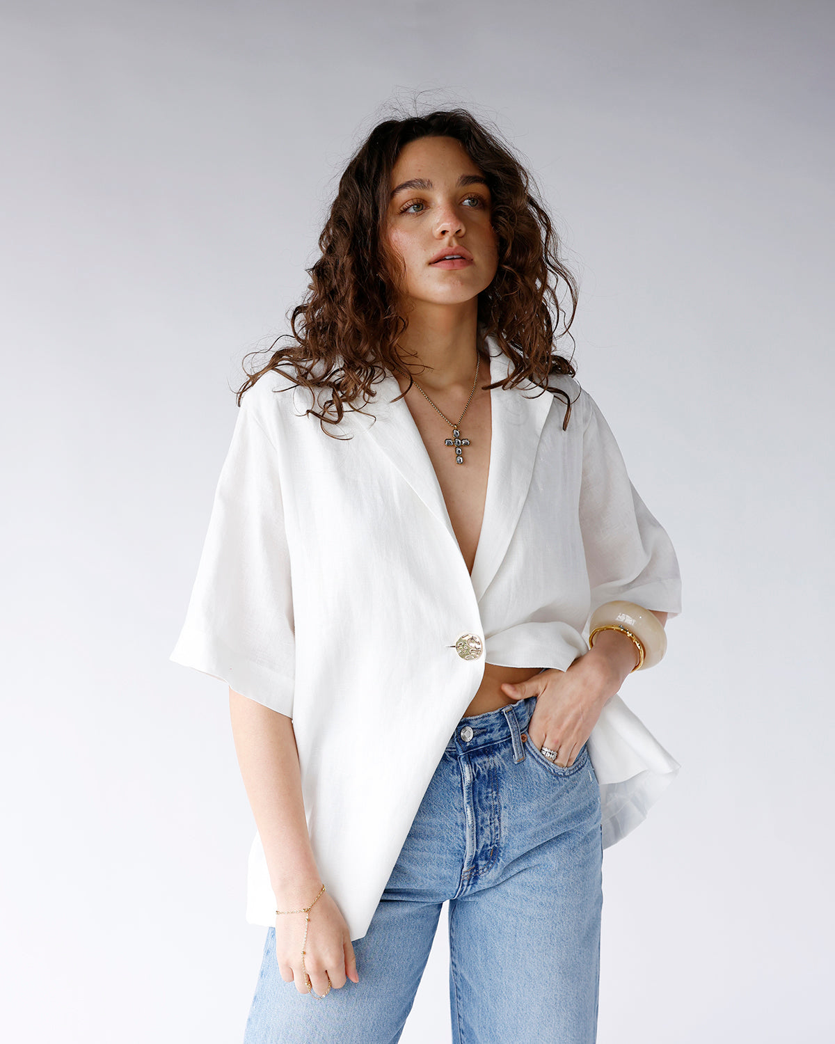 WHITE SANDS LINEN TOP