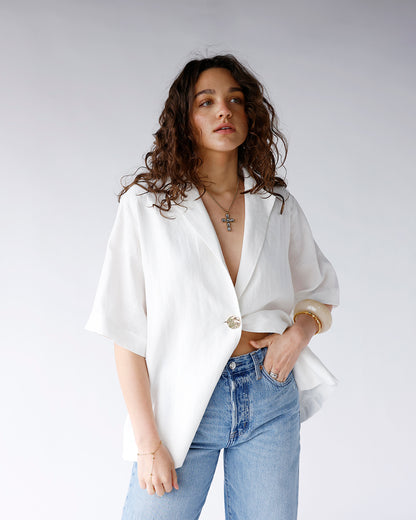WHITE SANDS LINEN TOP