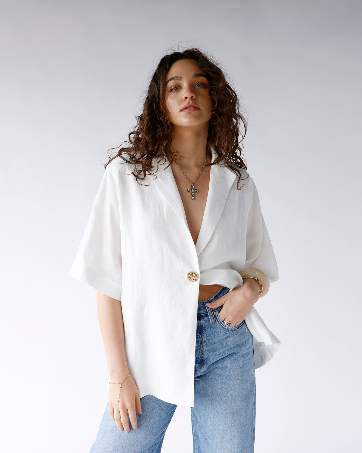 WHITE SANDS LINEN TOP
