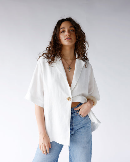 WHITE SANDS LINEN TOP