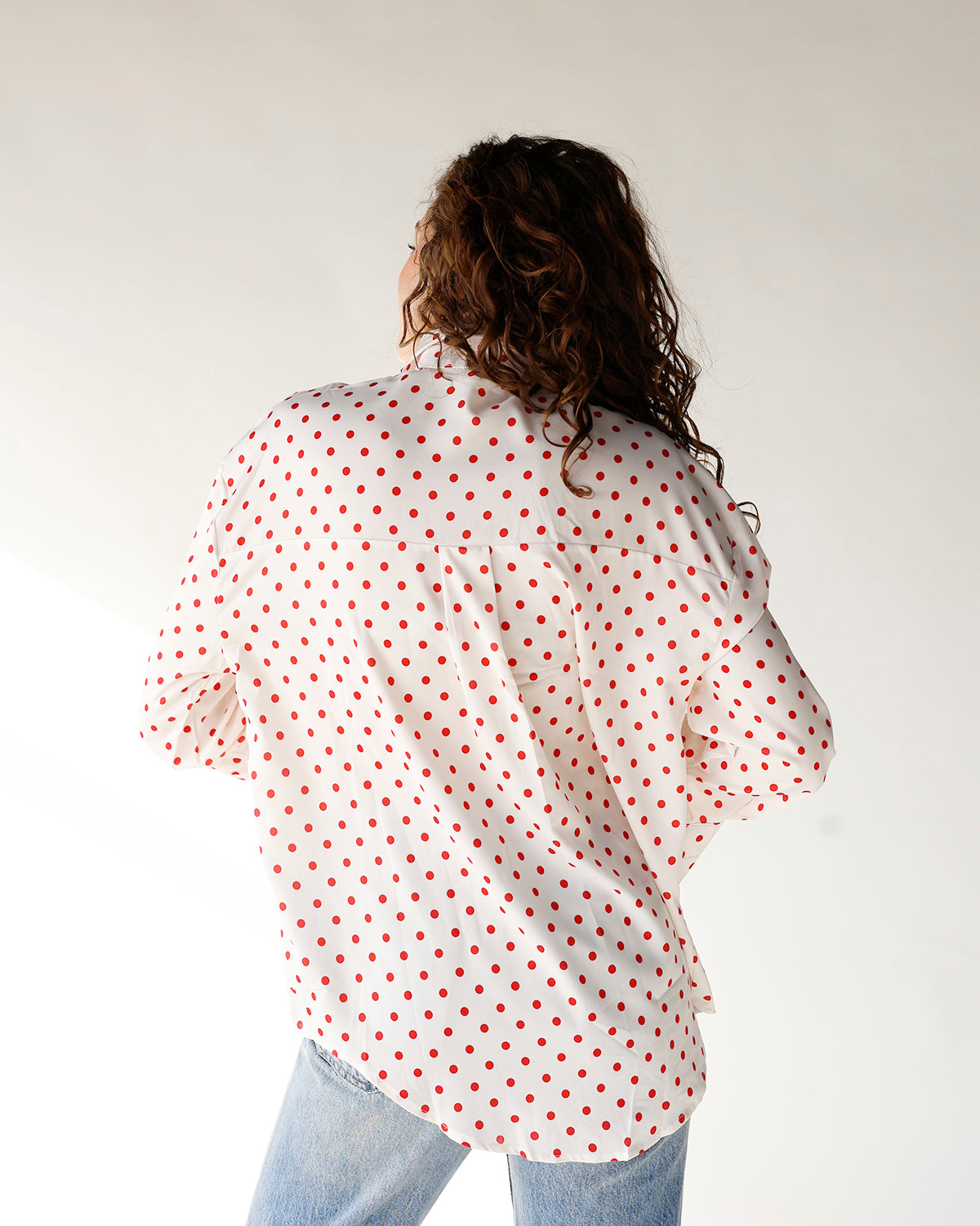 CHERRY CRUSH POLKA DOT BUTTON UP