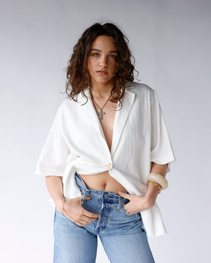 WHITE SANDS LINEN TOP
