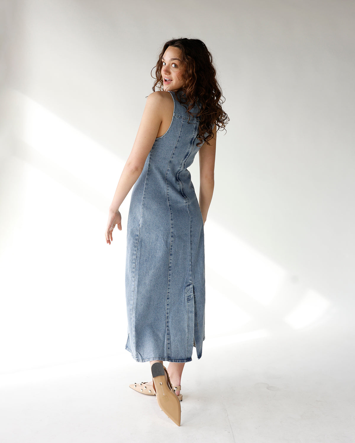 BLUEBIRD DENIM MIDI DRESS