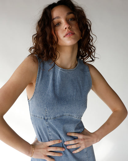BLUEBIRD DENIM MIDI DRESS