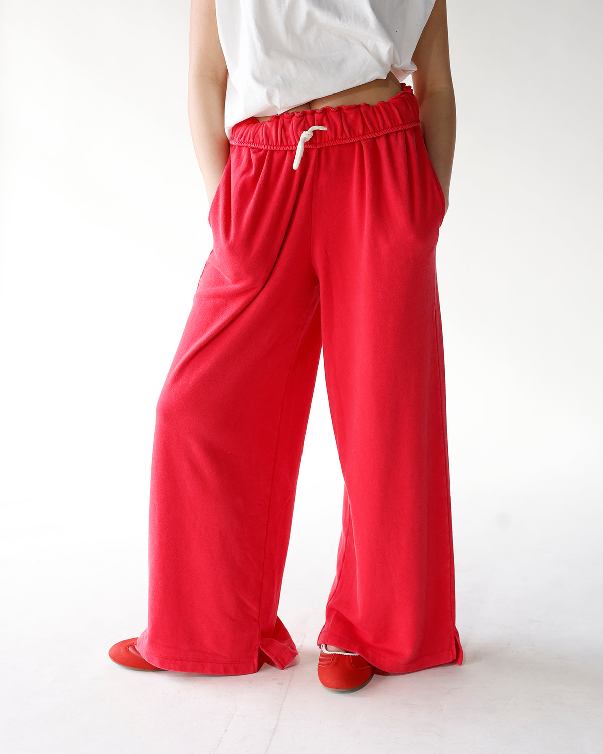 SCARLETT FOLD-OVER WAIST WIDE LEG SWEATPANTS