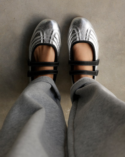 SALOME METALLIC SILVER BALLET FLATS