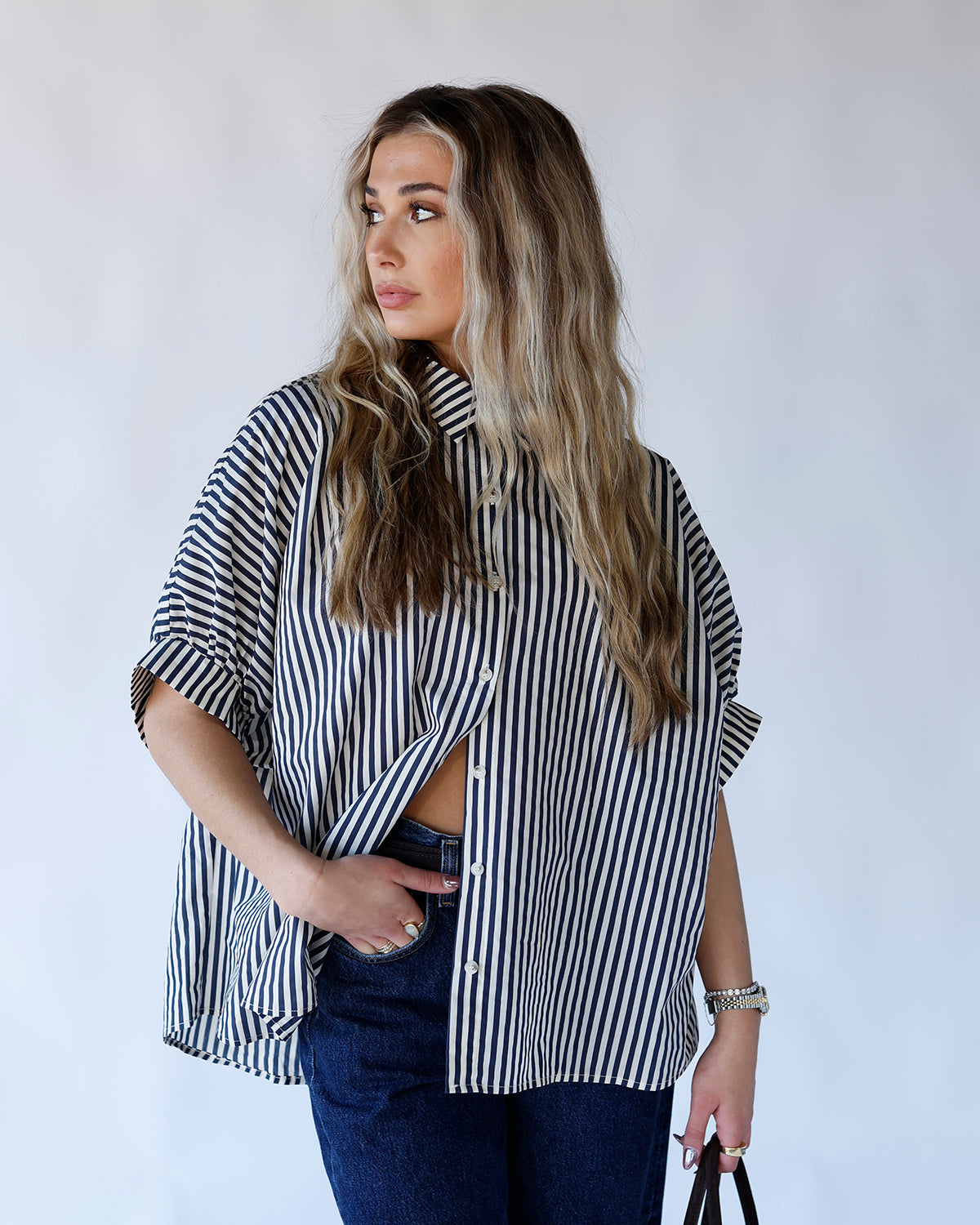 AFTER HOURS STRIPED BUTTON DOWN