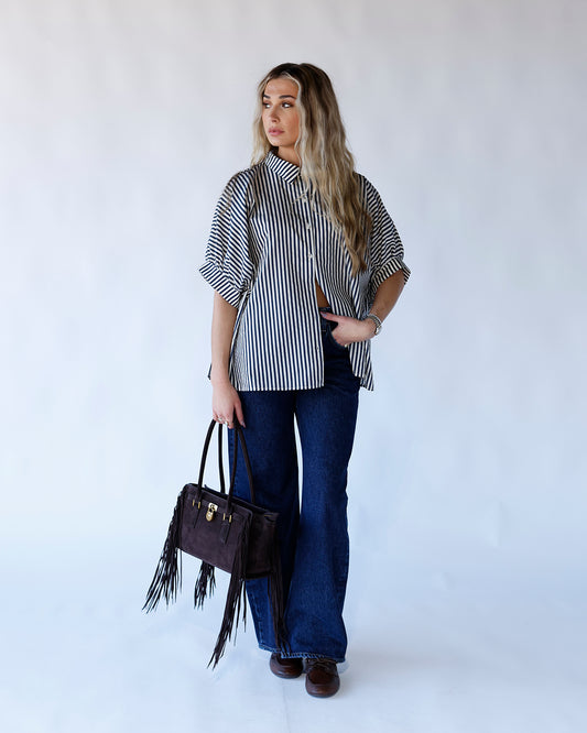 blouse striped oversized button down