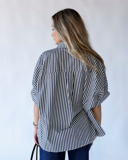 AFTER HOURS STRIPED BUTTON DOWN