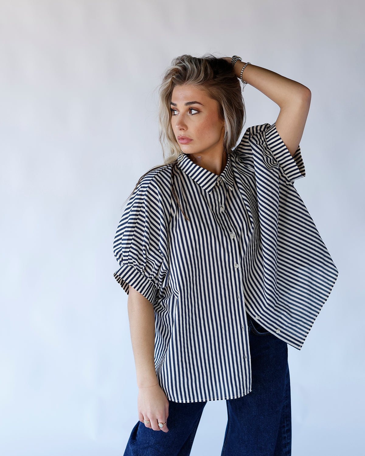 AFTER HOURS STRIPED BUTTON DOWN