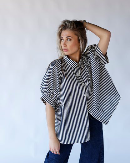 AFTER HOURS STRIPED BUTTON DOWN