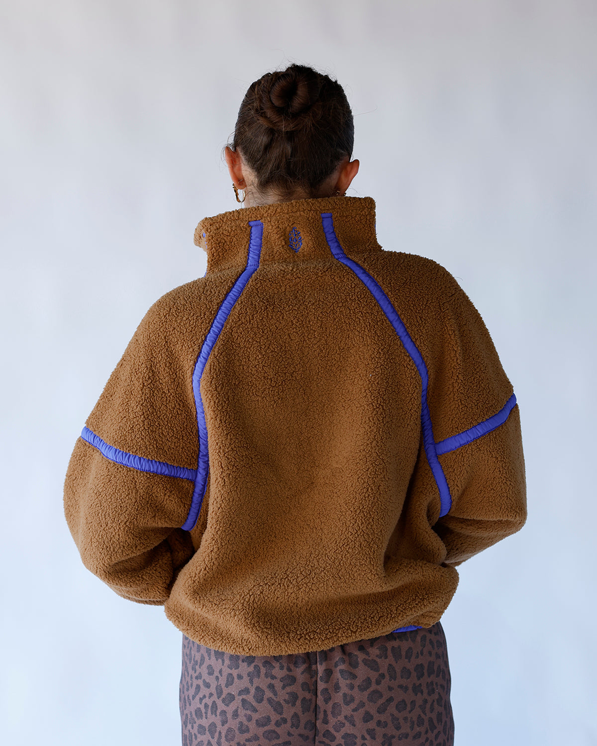 FREE PEOPLE MOUNTAIN HIGH HALF ZIP FLEECE IN TWIG COMBO