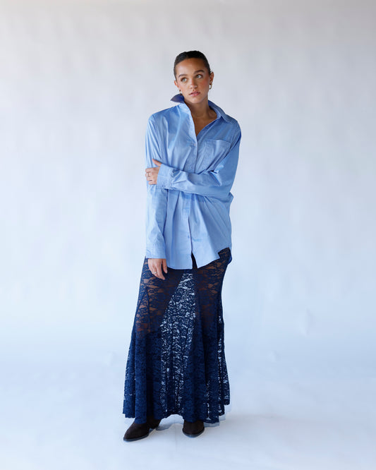 button down blue oversized timeless