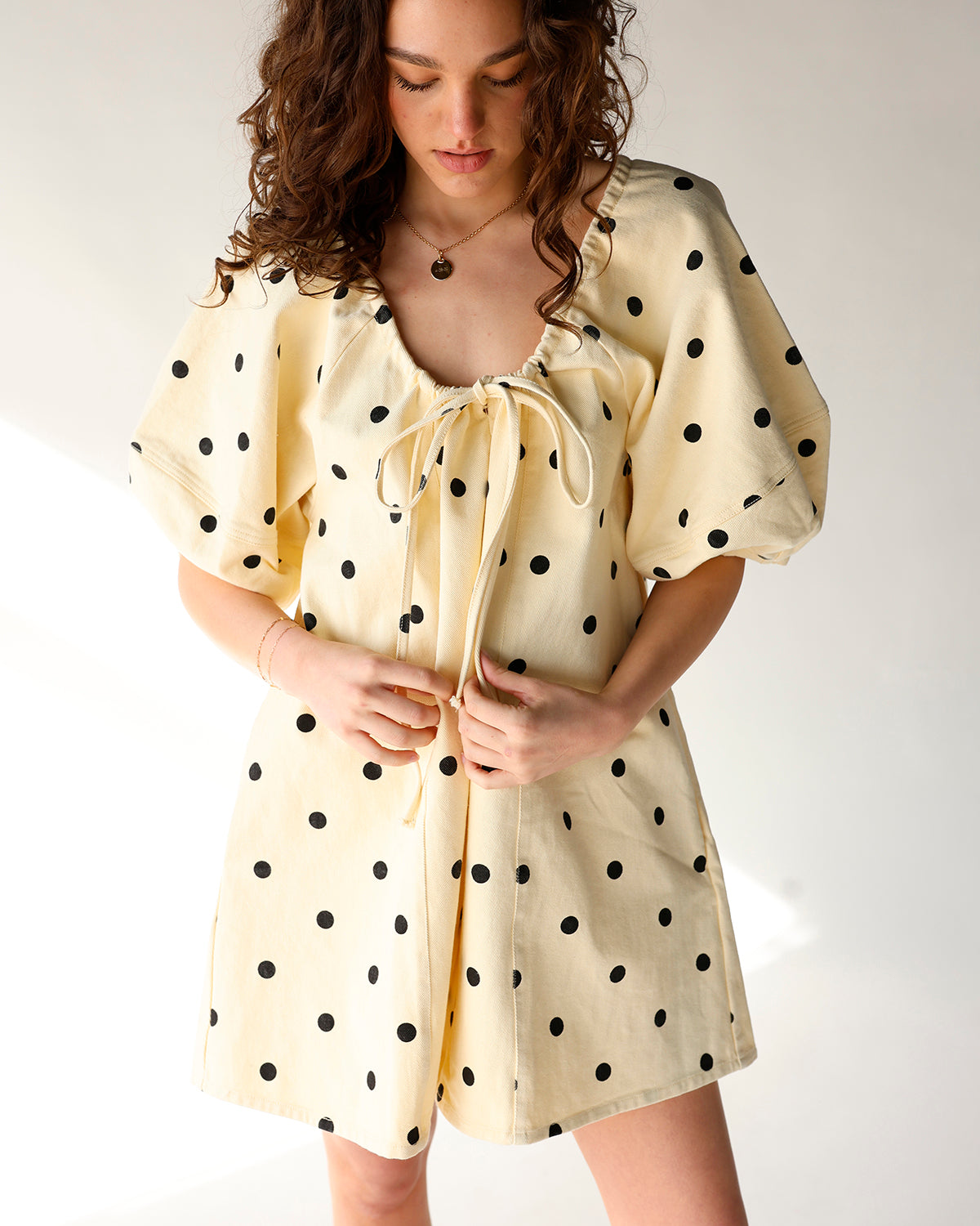 HONEY BEE POLKA DOT ROMPER