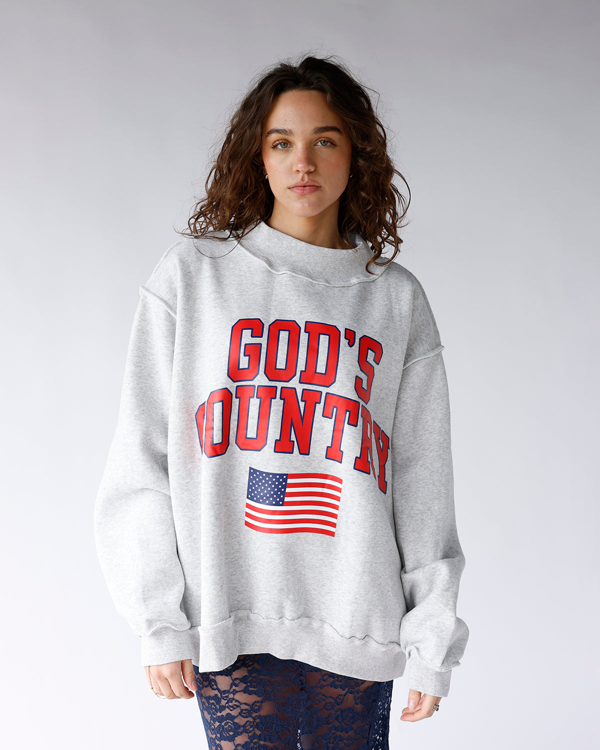 AMERICAN DREAM REVERSIBLE MOCK NECK SWEATSHIRT