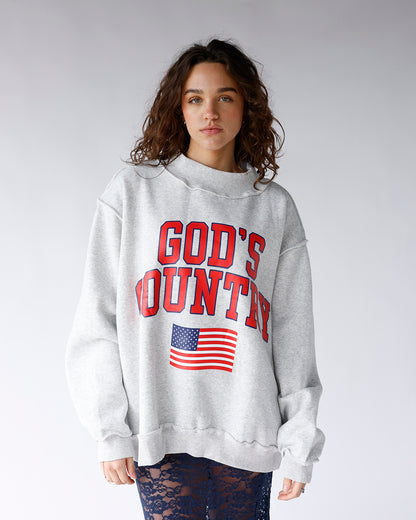 AMERICAN DREAM REVERSIBLE MOCK NECK SWEATSHIRT