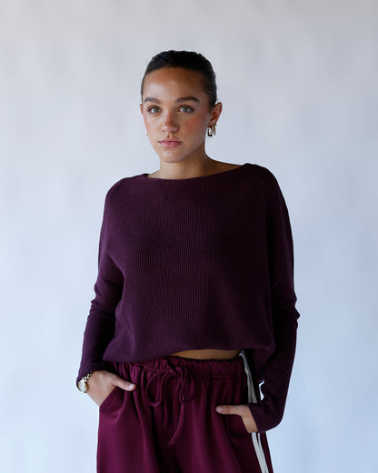FREE PEOPLE LATTE BLUES THERMAL X CHOCOLATE GRAPE