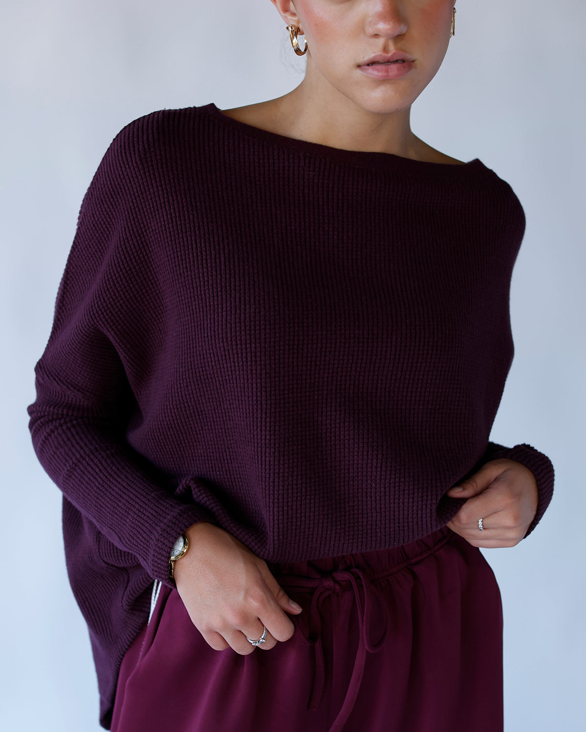 FREE PEOPLE LATTE BLUES THERMAL X CHOCOLATE GRAPE