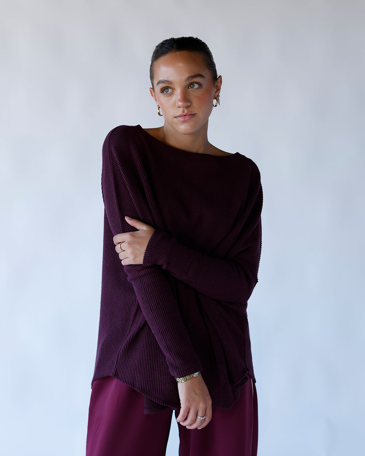 FREE PEOPLE LATTE BLUES THERMAL X CHOCOLATE GRAPE