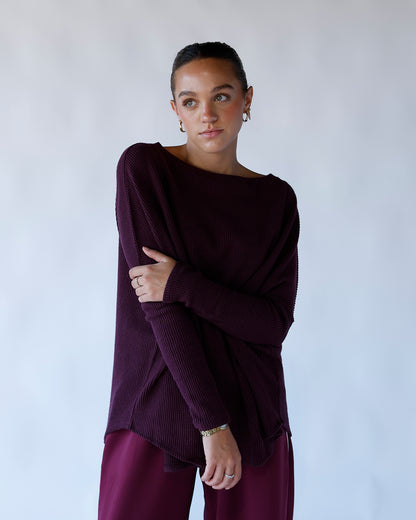 FREE PEOPLE LATTE BLUES THERMAL X CHOCOLATE GRAPE