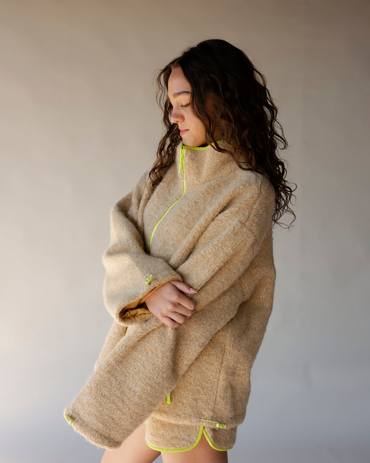 ECRU LIME ZIP UP FLEECE JACKET
