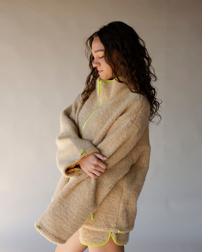 ECRU LIME ZIP UP FLEECE JACKET