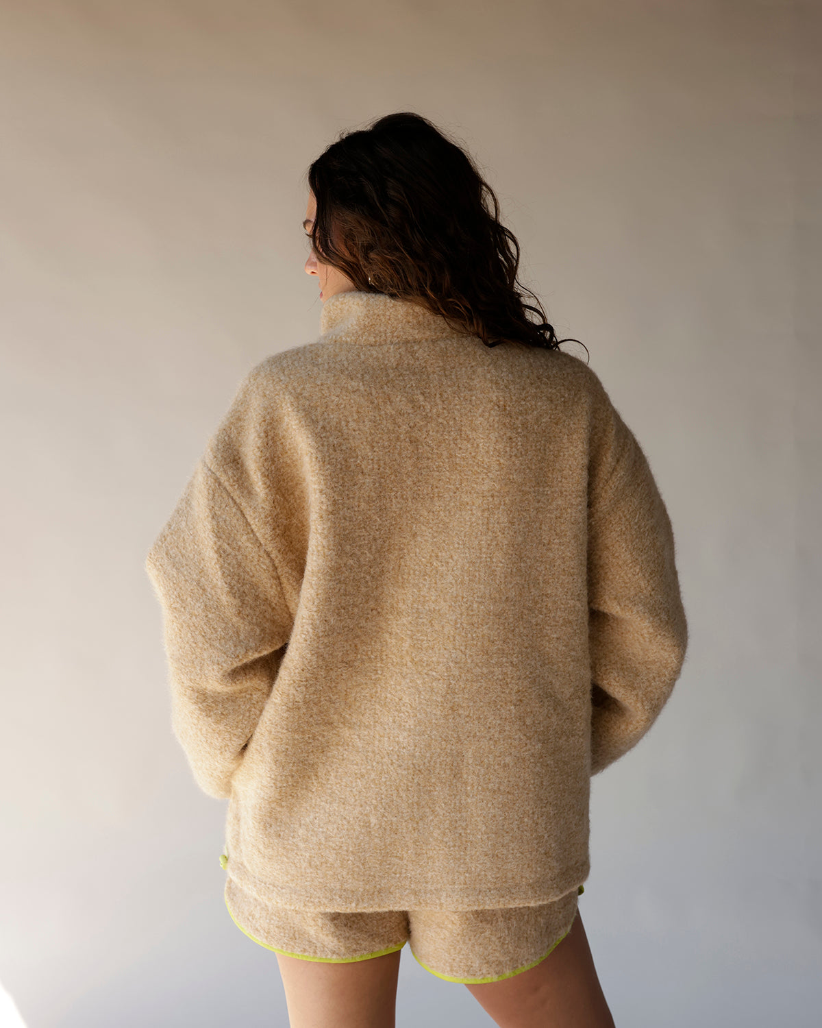 ECRU LIME ZIP UP FLEECE JACKET