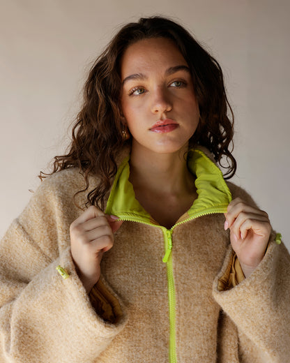 ECRU LIME ZIP UP FLEECE JACKET