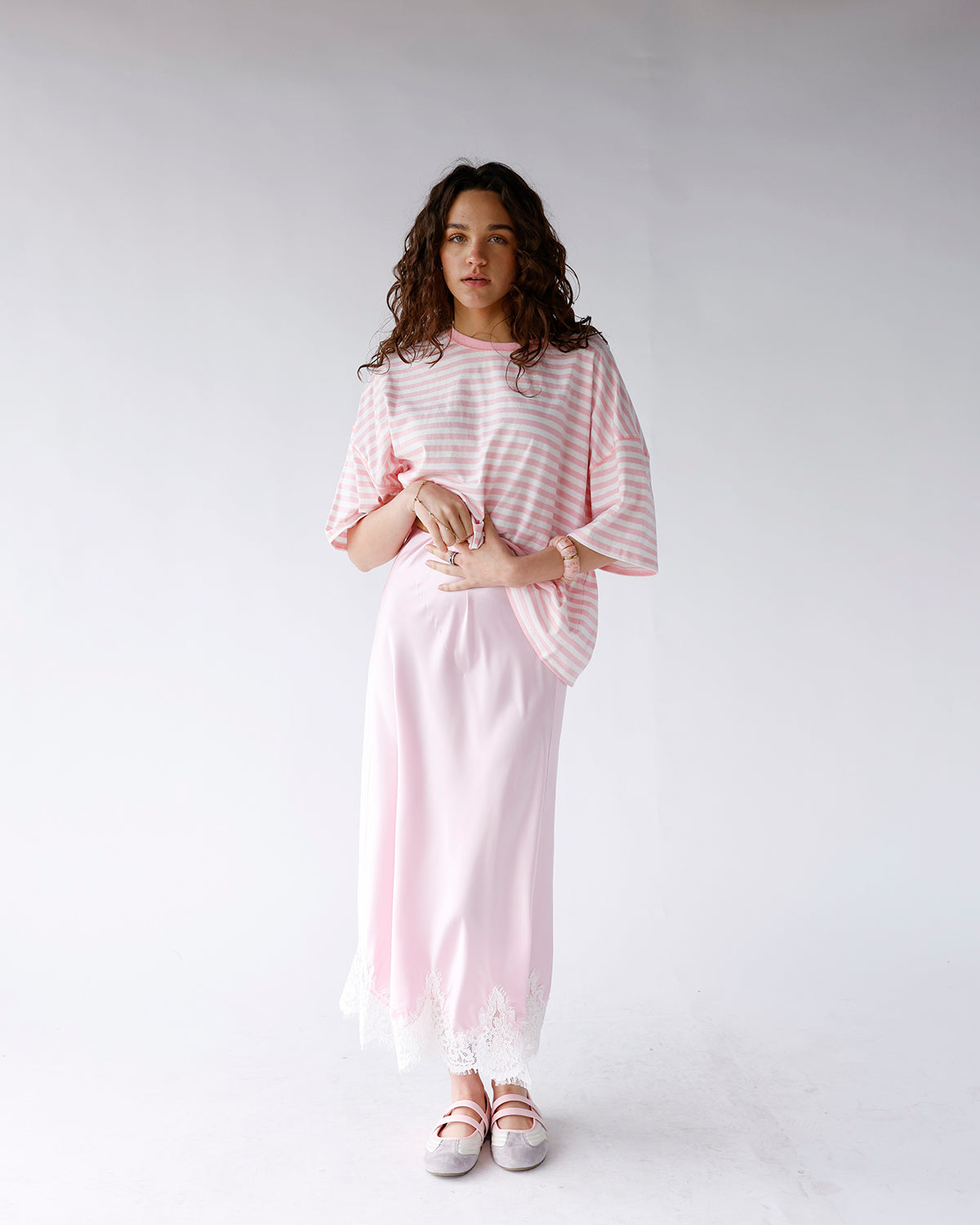 THE SOHO STRIPE TEE X LIGHT PINK