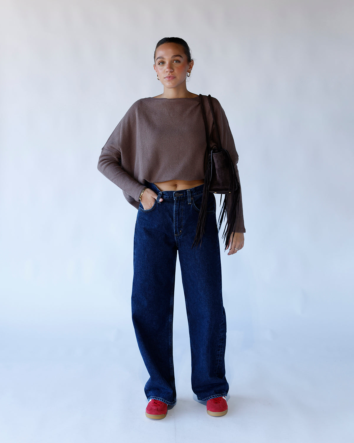 FREE PEOPLE LATTE BLUES THERMAL X LEAFLESS TREE