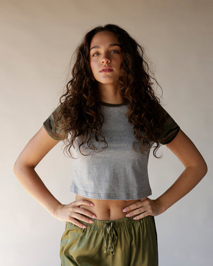 camo baby tee grey Tshirt basic grey Tshirt everyday Tshirt camo sleeves heather grey everyday looks for fall camouflage 