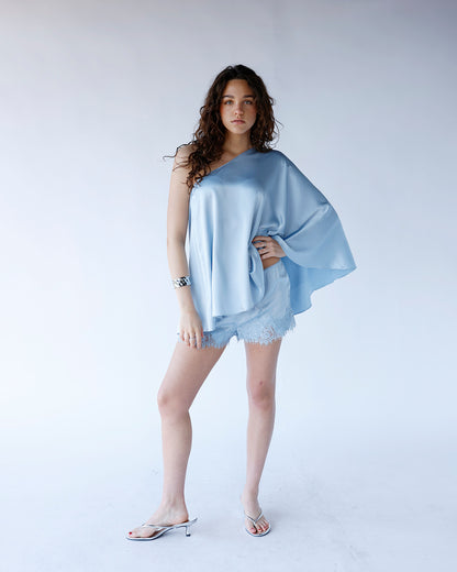 SKYLINE ONE SHOULDER PONCHO TOP