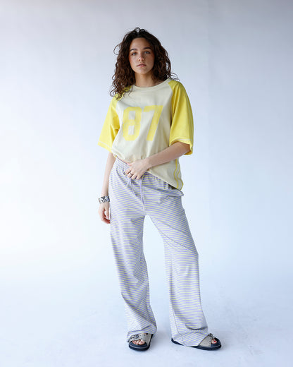 JELLYBEAN STRIPED WIDE LEG PANTS