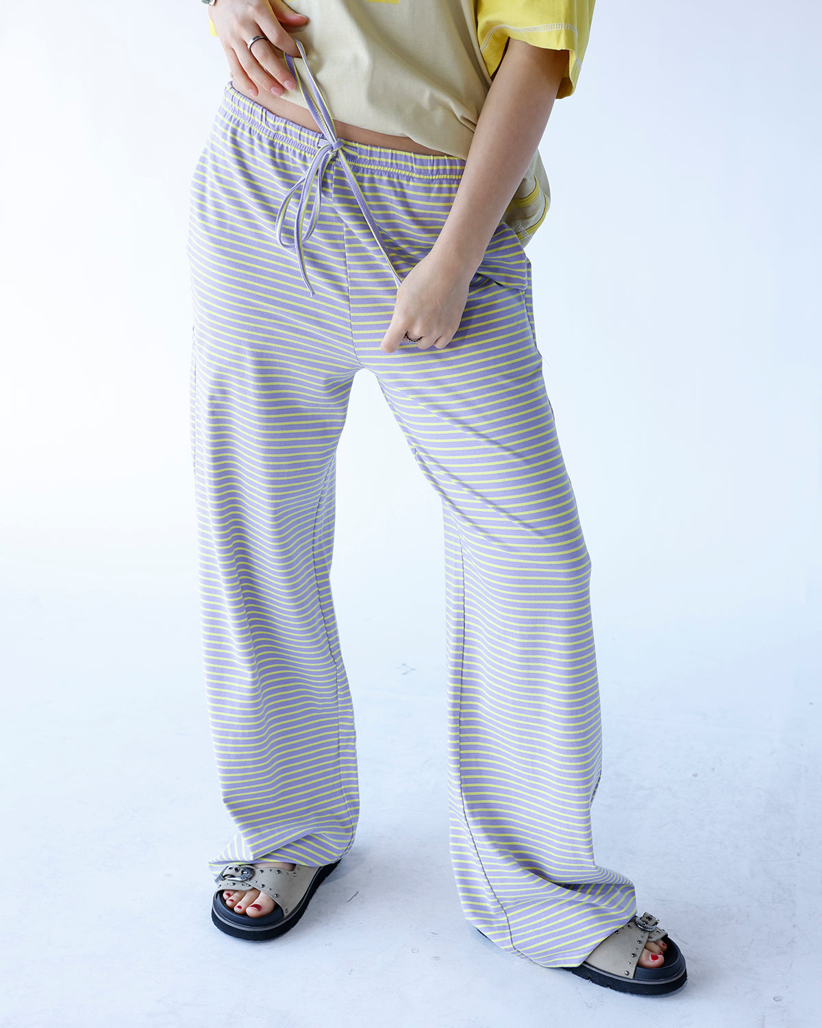 JELLYBEAN STRIPED WIDE LEG PANTS