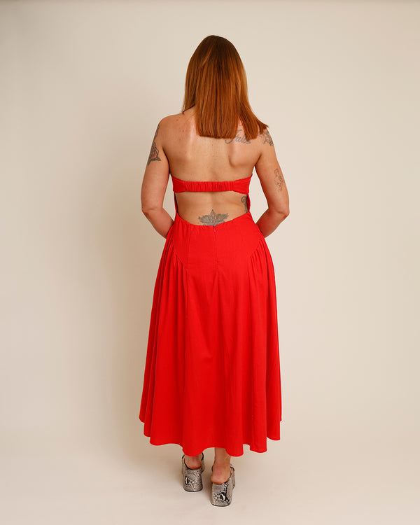 NIA ANNE STRAPLESS MIDI DRESS